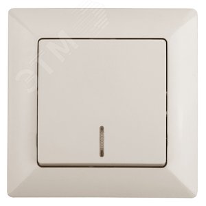 Выключатель Intro Solo 4-102-02 одноклавишный с подсветкой, 10А-250В, IP20, СУ, слоновая кость