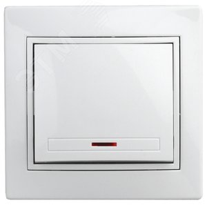 Выключатель Intro Plano 1-102-01 одноклавишный с подсветкой, 10А-250В, IP20, СУ, белый