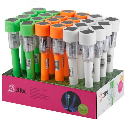 Светильник садовый на солнечной батарее, пластик, цветной, 32 см SL-PL30-CLR