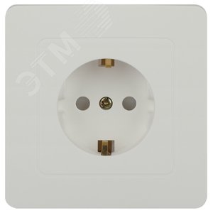 Розетка с заземлением 2P+E Schuko со шторками, 16А-250В, IP20, СУ, белый Intro 7-206-01 Style