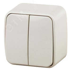 Выключатель Intro Polo 3-104-02 двухклавишный, 10A-250В, IP20, ОУ, слоновая кость