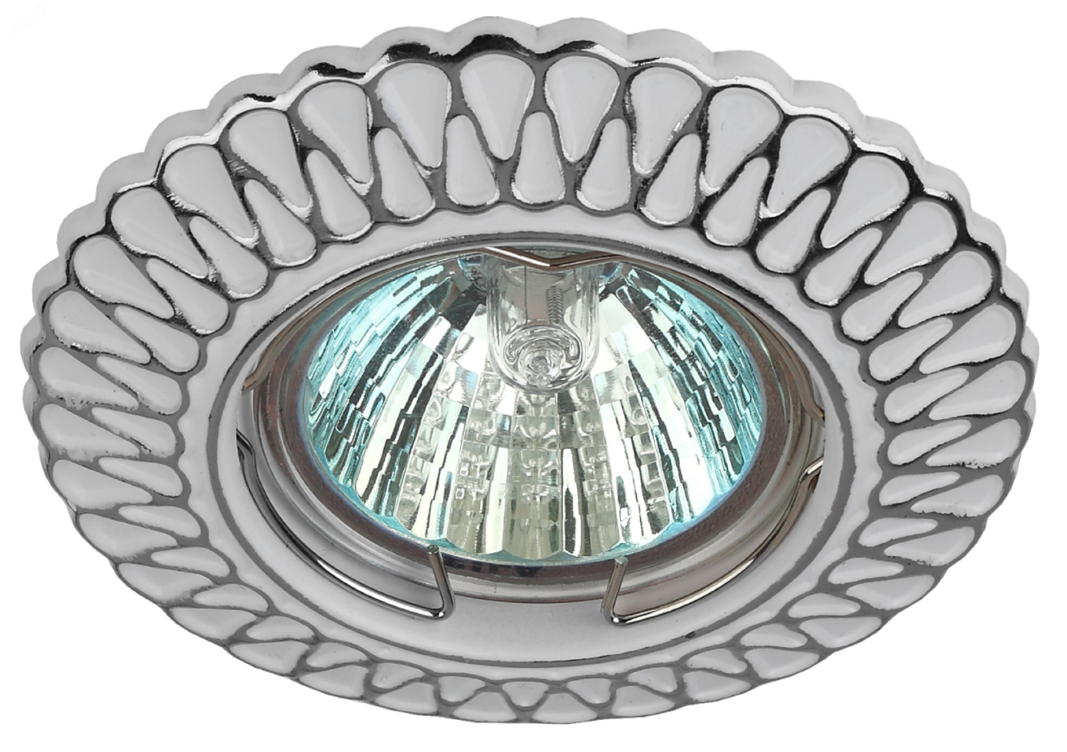 Светильник штампованный MR16 12V/220V 50W белый/хром (100/2800)ST4 CH/WH /1