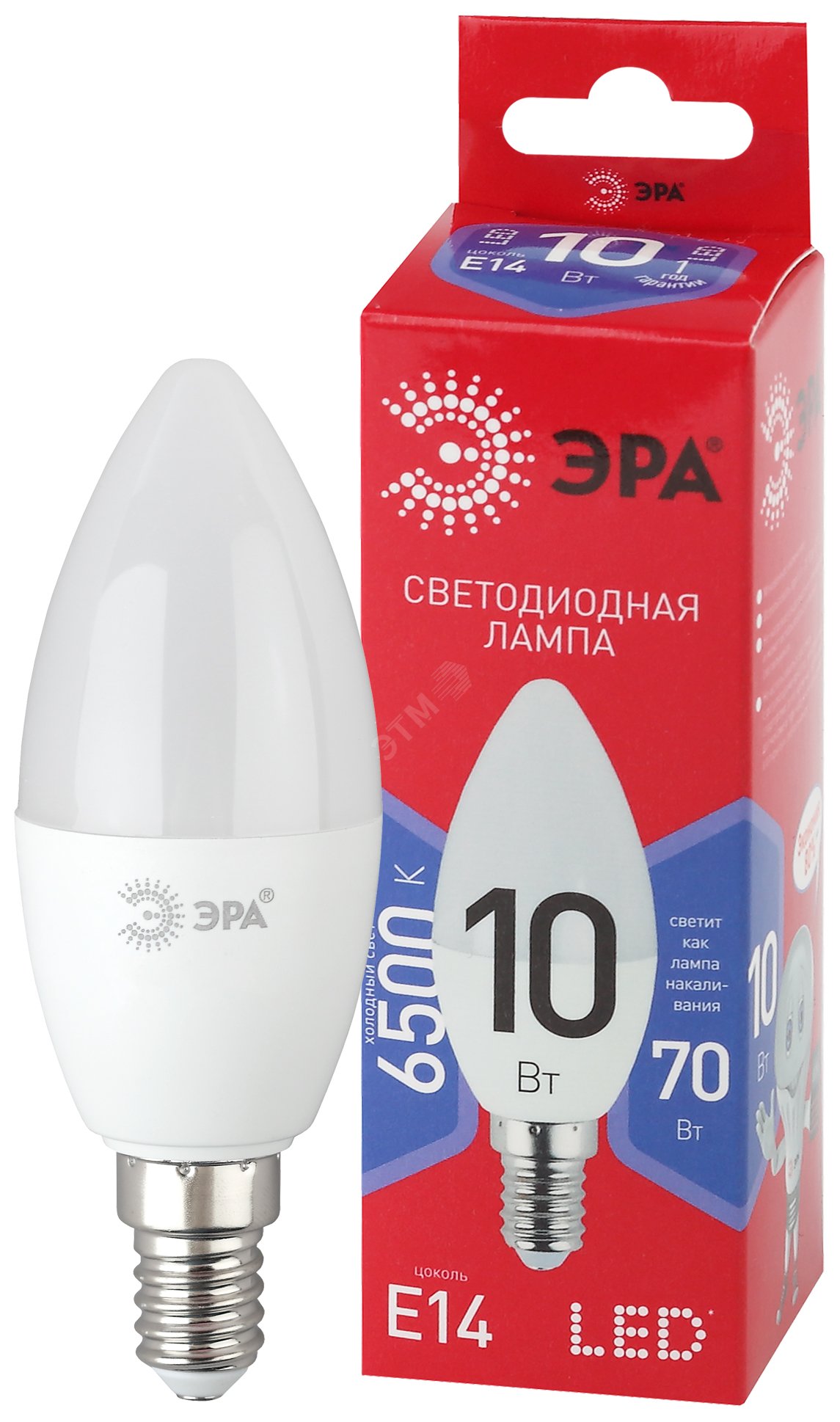 Лампа светодиодная LED B35-10W-865-E14 R (диод, свеча, 10Вт, хол, E14) (10/100/3500)