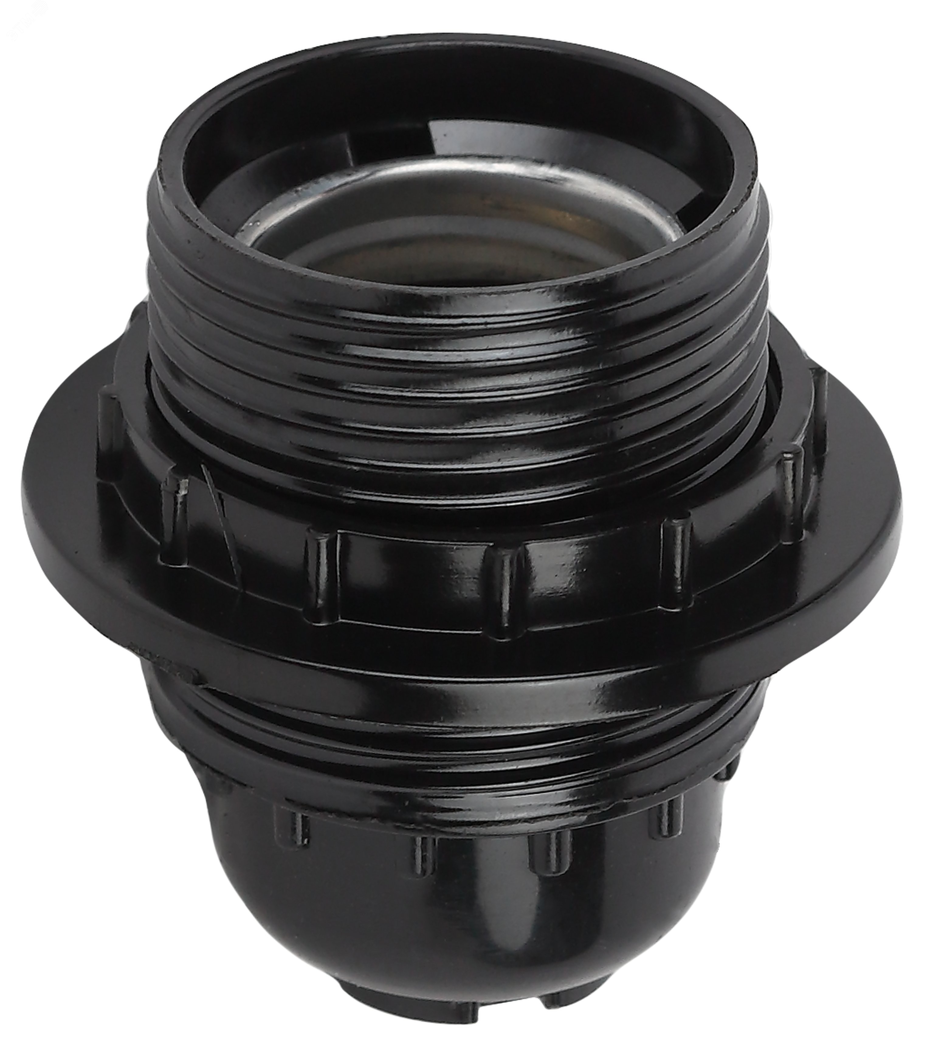 Патрон Е27 с кольцом,бакелит, черный (x50) (50/200/4800)