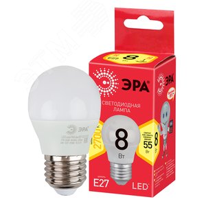 Лампа LED 8W P45-8W-827-E27 R Е27 / E27 8 Вт шар теплый белый свет RED LINE