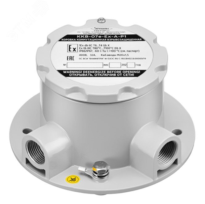 Коробка коммутационная взрывозащищенная угловая   ККВ-07е-Ех-А-Р1-У-БК1, без кабельных вводов
