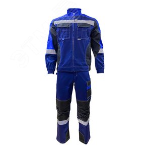 Костюм мужской ФОРМУЛА КОТТОН ФП2, куртка, полукомбинезон, цвет тёмно-синий с васильковым и черным, р-р 44-46 88-92/182-188