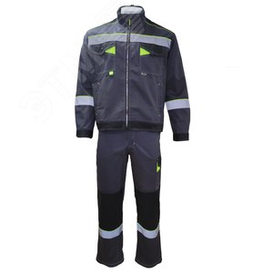 Костюм мужской комплект КОРВЕТ КОТТОН КБ1 куртка и брюки, Цвет: т серый, лимон и чёрный 44-46 88-92 170-176