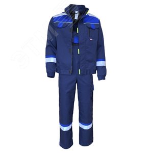 Костюм мужской БРУКЛИН куртка, полукомбинезон, цвет темно-синий с васильковым, р-р 48-50 96-100/158-164