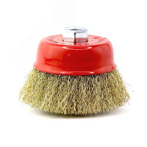 Щетка чашечная Д75xM14, ворс гофр латунир-я сталь 0,30 по металлу (13-027)