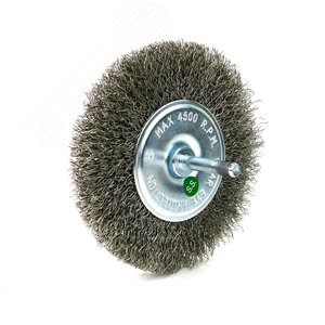 Щетка дисковая Д100x10 c хв-м д6x30, ворс гофр латунир-я сталь 0,30, до 4500 об/мин (13-179)