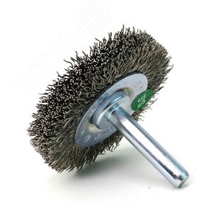 Щетка дисковая Д50x8 c хв-м д6x30, ворс гофр латунир-я сталь 0,30, до 4500 об/мин (13-176)