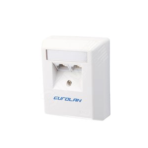 Розетка настенная 2-портовая категории 5e UTP 2xRJ45 угловая белая