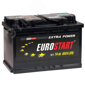 Аккумулятор автомобильный EUROSTART Extra Power 74Ah L+ (низкий)