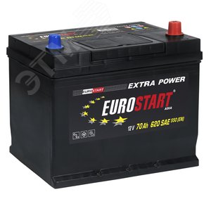 Аккумулятор автомобильный EUROSTART Extra Power Asia 70Ah R+ (нижний борт)