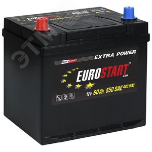 Аккумулятор автомобильный EUROSTART Extra Power Asia 60Ah L+ (нижний борт)