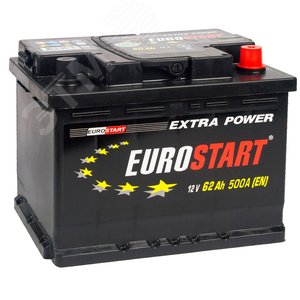 Аккумулятор автомобильный EUROSTART Extra Power 62Ah R+ (низкий)
