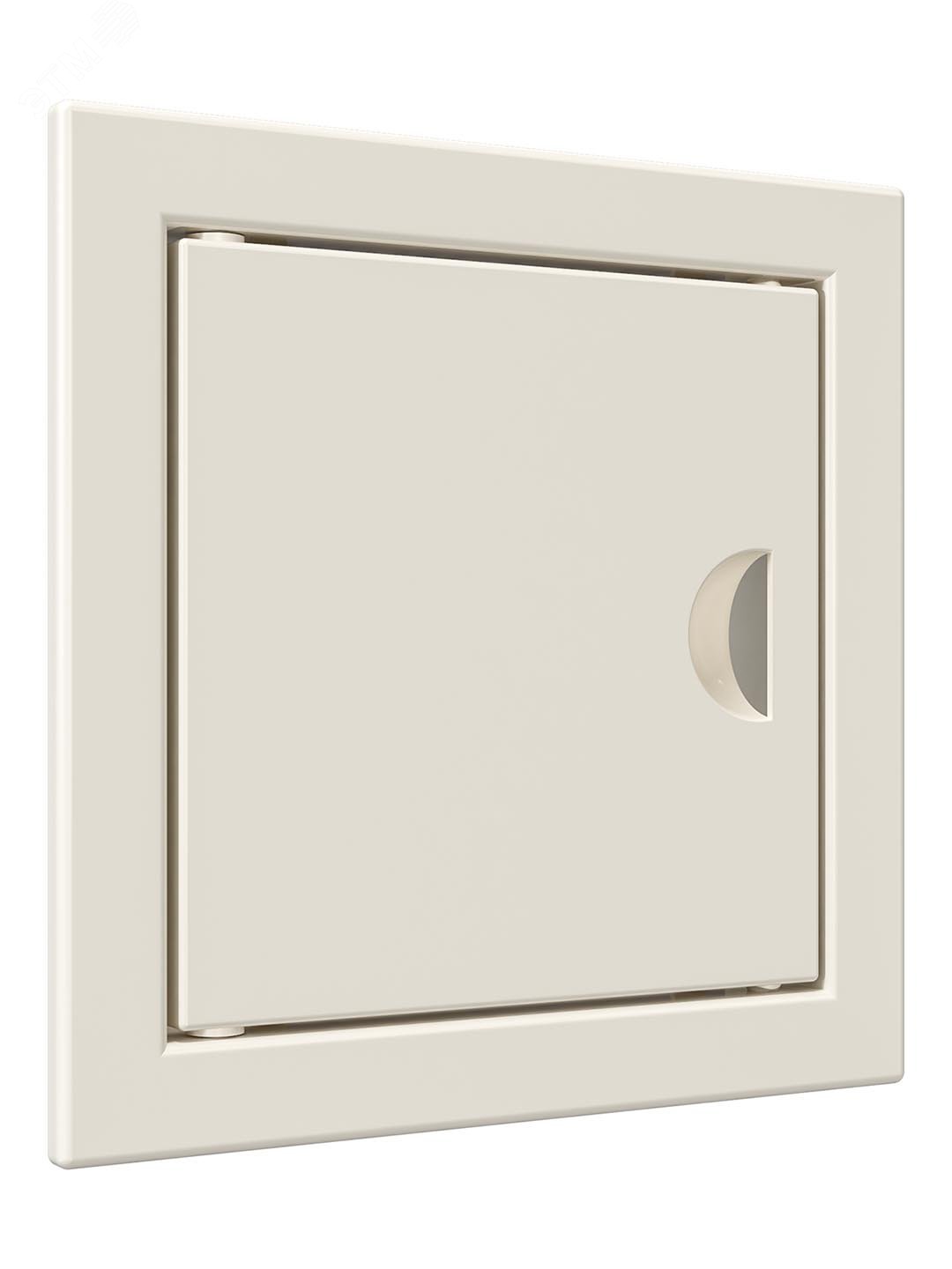 Люк-дверца ревизионный с ручкой, из ABS пластика 122х122 и с фланцем 98х98, цвет Слоновая кость