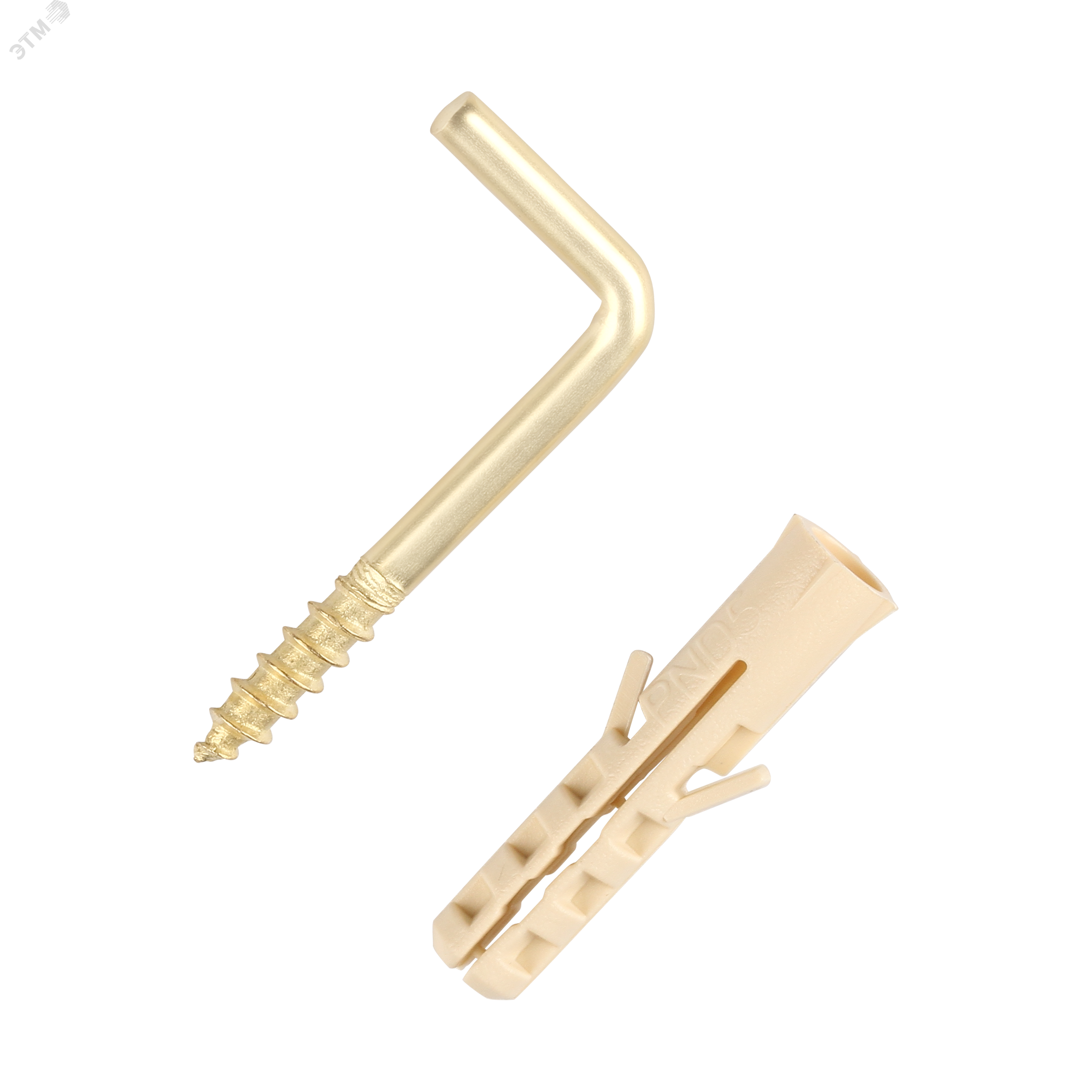 Крюк-шуруп L-образный 4,9х50  латунированный (2 шт.)