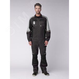 Костюм Формула (ткань Смесовая,240) полукомбинезон, темно-серый светло-серый черный 68-70 182-188