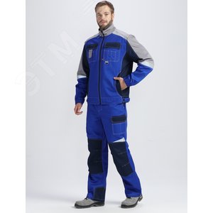 Костюм Формула (тк.Смесовая,240) брюки, васильковый/т.синий/серый, р. 48-50/194-200