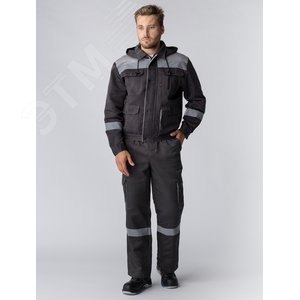 Костюм Титан СОП с капюшоном (ткань Смесовая,210) п к, темно-серый светло-серый, 68-70 170-176