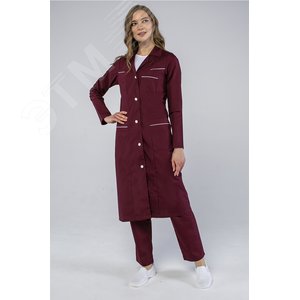 Халат женский Диана (ткань ТиСи), бордовый/белый, 64-66, 158-164