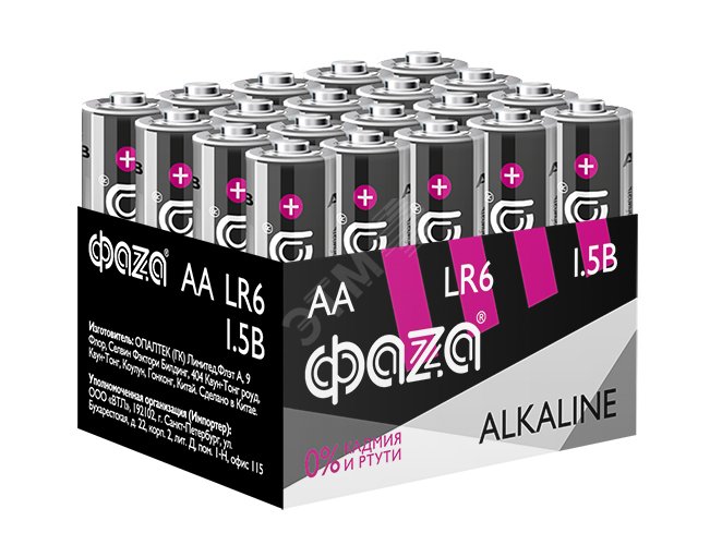 Элемент питания LR 6 (AA) алкалиновая, уп. 20 шт. Alkaline Pack-20