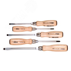 Набор отверток ударных SL/PH с деревянной рукояткой, 5 шт