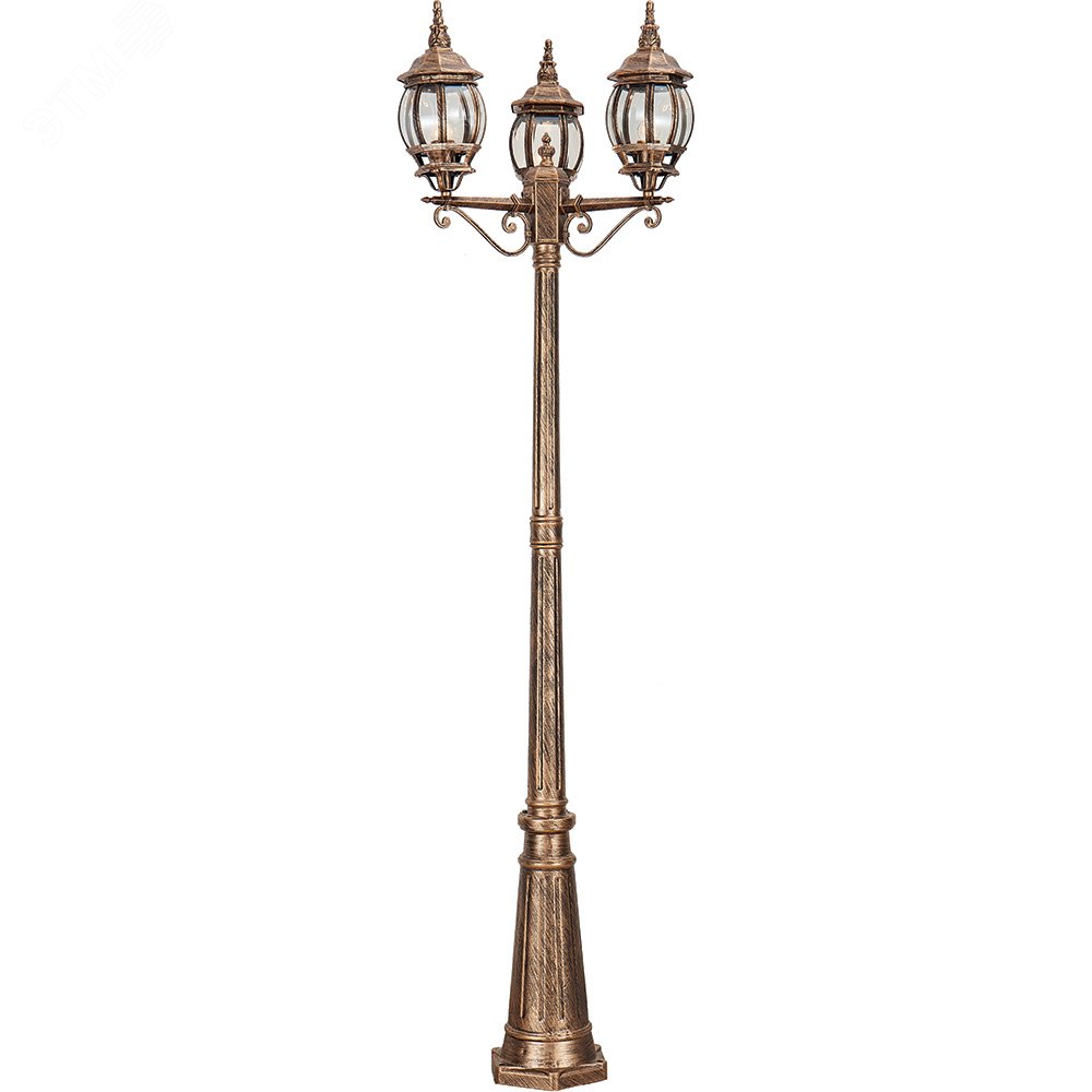 Светильник НТУ-3х100w столб Е27 IP44 черное золото