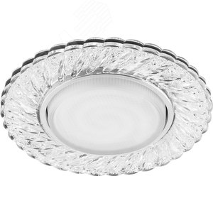 Светильник ДВО-15w GX53 без лампы со светодиодной подсветкой 4000К хром с прозрачным стеклом