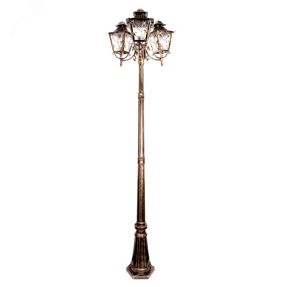 Светильник НТУ-3х60w столб Е27 IP44 черное золото