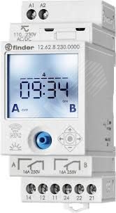 Реле времени цифровое недельное, монтаж на рейку 35мм, 2СO 16A, питание 110…230B AC/DC, NFC, ширина 35мм, степень защиты IP20