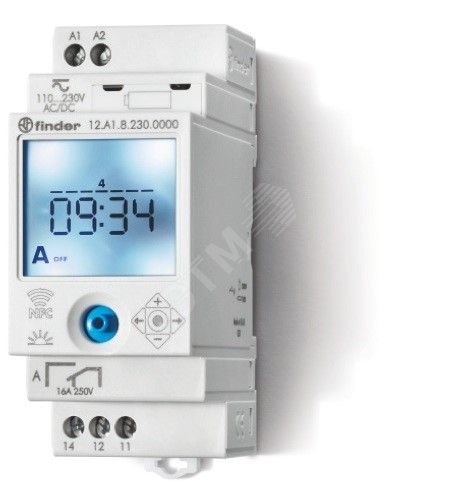 Реле времени цифровое недельное ASTRO, монтаж на рейку 35мм, 1СO 16A, питание 110…230B AC/DC, NFC, ширина 35мм, степень защиты IP20