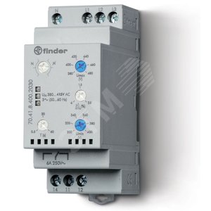 Реле контрольное для 3-фазных сетей, пониженное/повышенное напряжение, обрыв/чередование/асимметрия фаз, контроль нейтрали, настраиваемые диапазоны, в