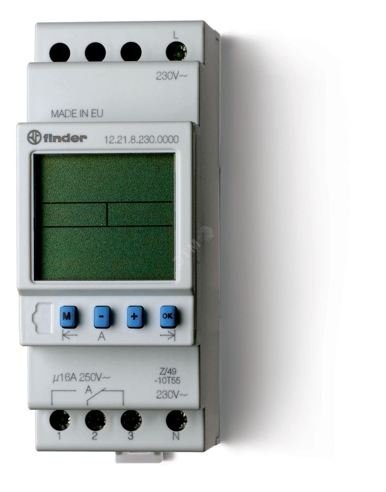 Реле времени цифровое недельное, монтаж на рейку 35мм, 1СO 16A, питание 24В АC/DC, ширина 35.8мм, степень защиты IP20