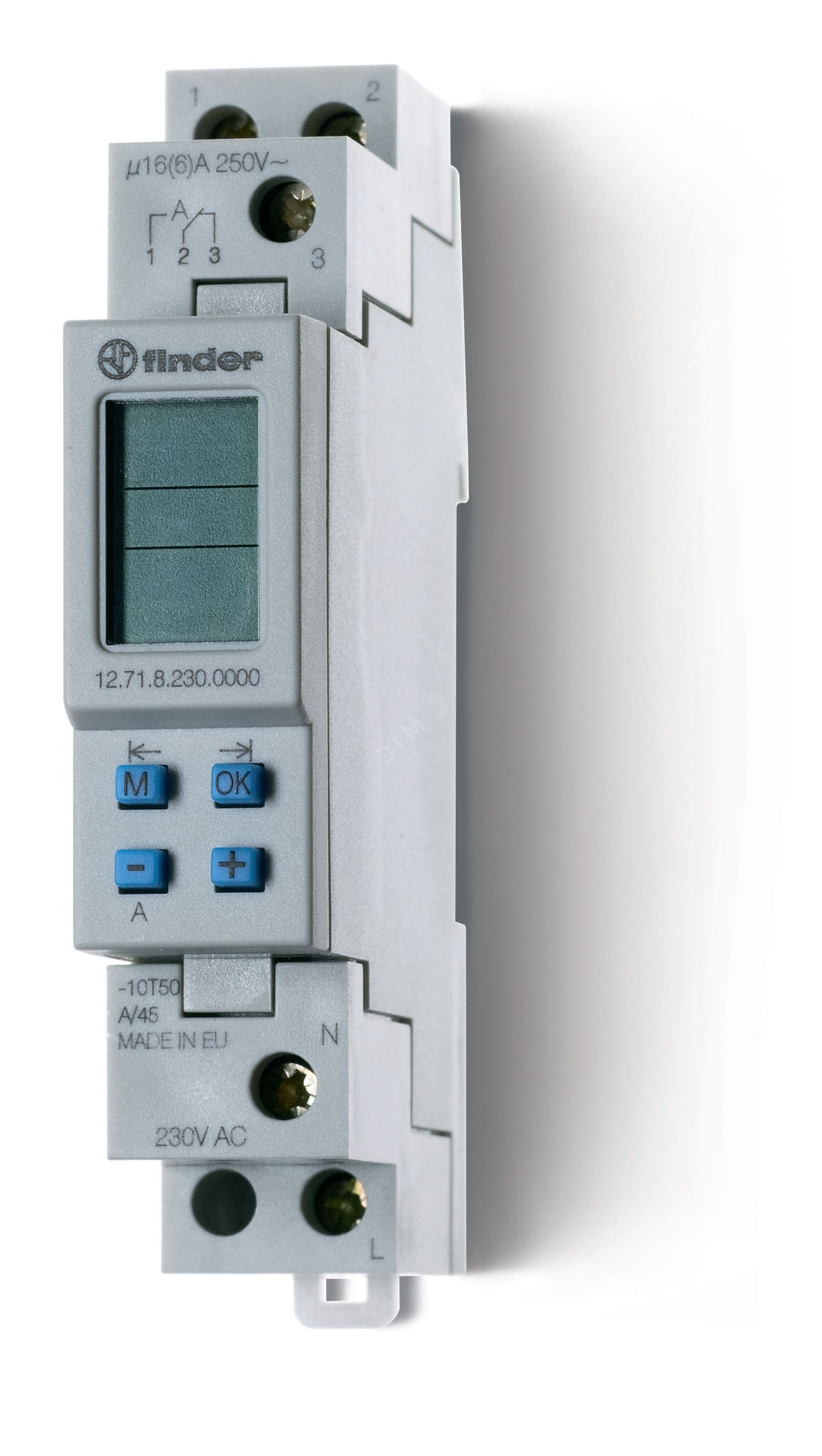 Реле времени цифровое недельное, программируется ПК (012.00), монтаж на рейку 35мм, 1СO 16A, питание 24В АC/DC, ширина 17.8мм, степень защиты IP20, уп