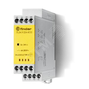 Реле безопасности модульное электромеханическое (реле с принудительным управлением контактами) SIL2, 2NO+2NC 6A, контакты AgSnO2, катушка 12В DC, винт