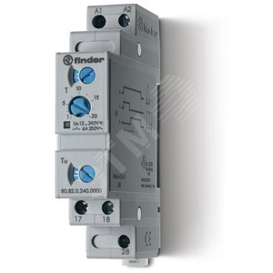 Таймер модульный 1-функциональный (SD), питание 24…240В АС/DC, 2NO 6A, ширина 17.5мм, регулировка времени 0.1с…20мин, степень защиты IP20