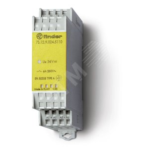 Реле безопасности модульное электромеханическое (реле с принудительным управлением контактами) SIL2, 1NO+1NC 6A, контакты AgNi+Au, катушка 12В DC, без