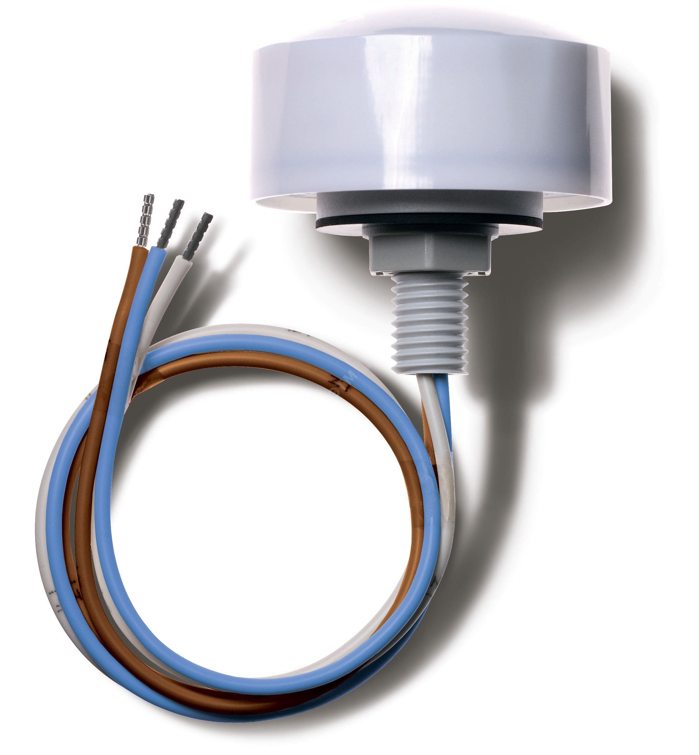 Фотореле корпусное для монтажа на улице, 1NO 16A, питание 230В АC, фиксированная чувствительность 10люкс, встроенный провод 500мм, степень защиты IP54