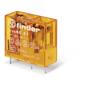 Реле электромеханическое универсальное миниатюрное, монтаж на печатную плату или в розетку, выводы с шагом 5мм, 1СO 10A, контакты AgNi, катушка 230В A