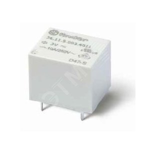 Реле электромеханическое миниатюрное, монтаж на печатную плату, формат 'кубик сахара', 1CO 10A, Контакты AgSnO2, катушка 12В DС, влагозащита RTIII