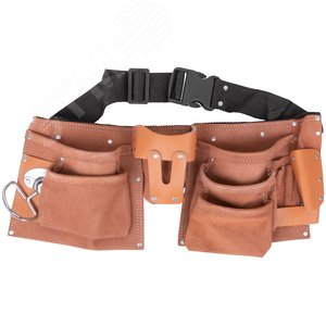 Пояс для инструмента, кожа, 10 отделения, 1 петля для инструмента