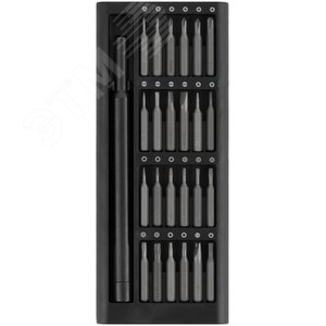 Отвертка с битами для точных работ, 25 шт, сталь S2, алюминиевый кейс, Профи