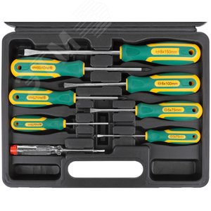 Отвертки ''Контур'', CrV сталь, прорезиненные ручки, магнитный наконечник, пластиковый кейс, набор 8 шт.