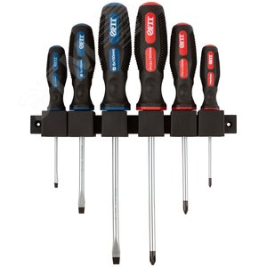 Отвертки ''Универсал'' Профи, CrV сталь, прорезиненные ручки, на держателе, набор 6 шт