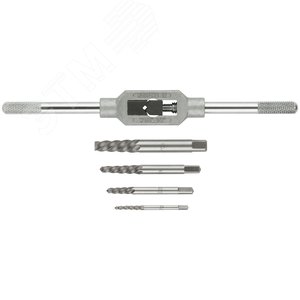 Набор экстракторов Профи, быстрорежущая HSS сталь, 4 шт, с метчикодержателем