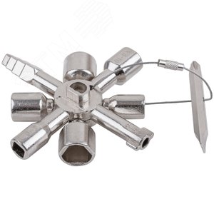 Ключ универсальный для электрошкафов 10-в-1, двусторонняя CrV бита РН2/SL7