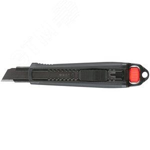 Нож технический 18 мм усиленный прорезиненный, дополнит. пластиковый прижим, черный, Профи